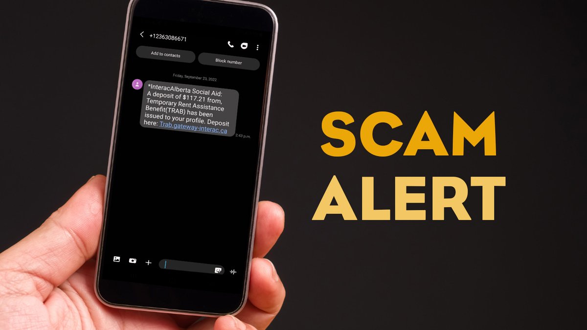 Civida_CA's tweet image. We have been alerted that fraudulent texts claiming to be from the TRAB (Temporary Rent Assistance Benefit) program are being sent to Albertans through their phones. Learn more: civida.ca/rent-assistanc…

#trab #rentassistance #scamalert #affordablehousing