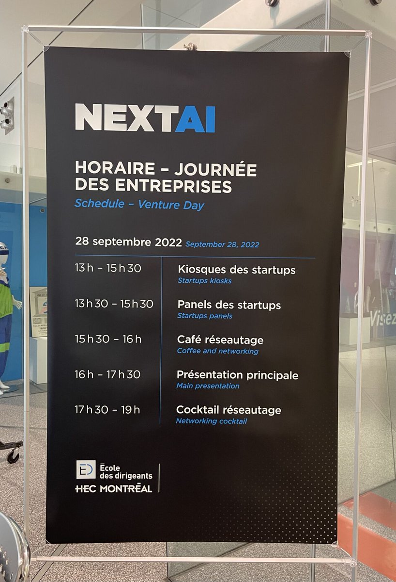 #VentureDay is on at HEC Montréal! 🚀

We're waiting for you at 1pm for booths and workshops given by the startups. Come meet the entrepreneurs who have marked this year's cohort and discuss with them the challenges surrounding #AI.

#Montreal #Startups #Entrepreneurs