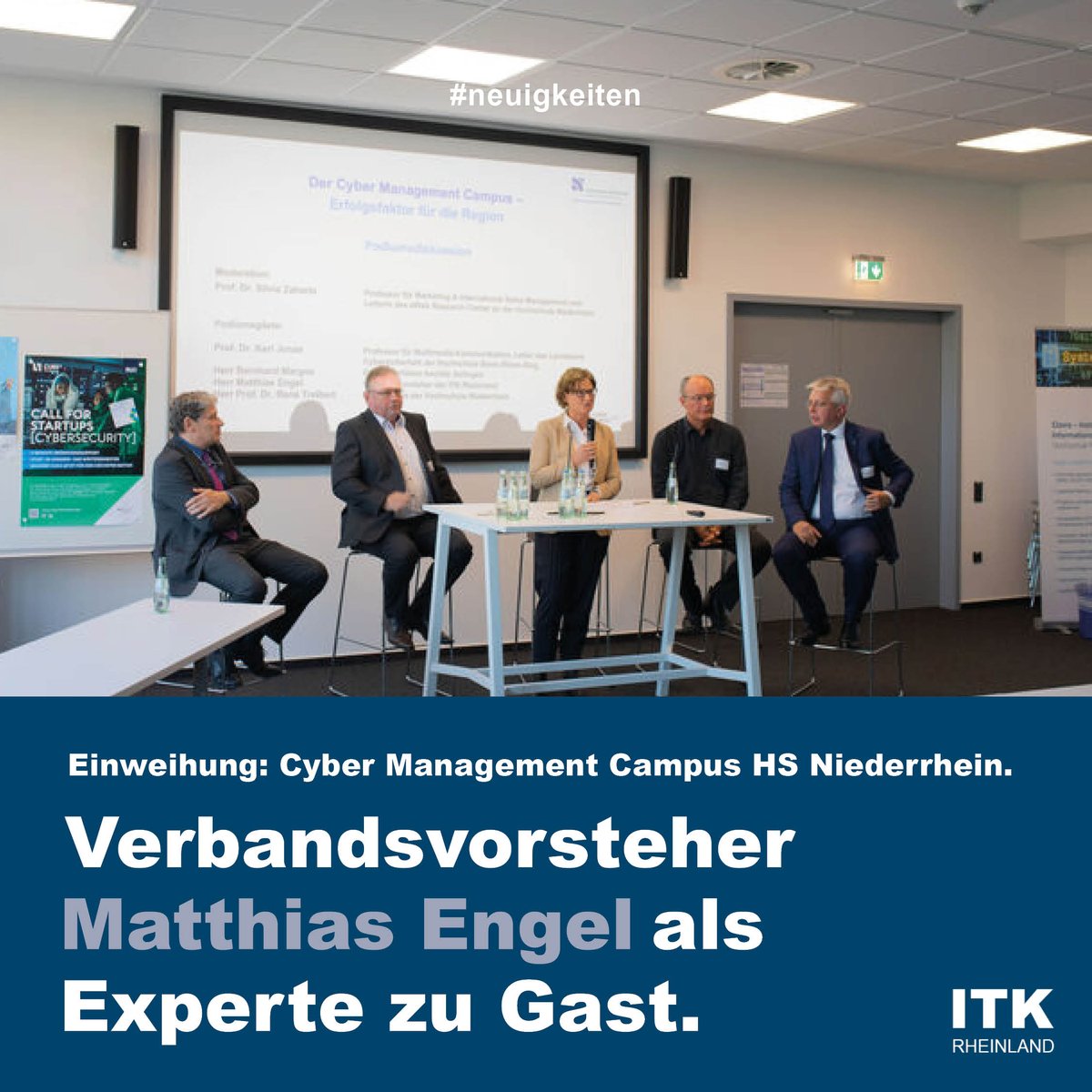 Am 22.09.22 wurde der neue Cyber Management Campus der #HochschuleNiederrhein im #montfortsquartier in #mönchengladbach eingeweiht. Zur Eröffnungsfeier war auch unser Verbandsvorsteher Matthias Engel als Experte zu Gast bei der Podiumsdiskussion geladen. bit.ly/3LOzQwA