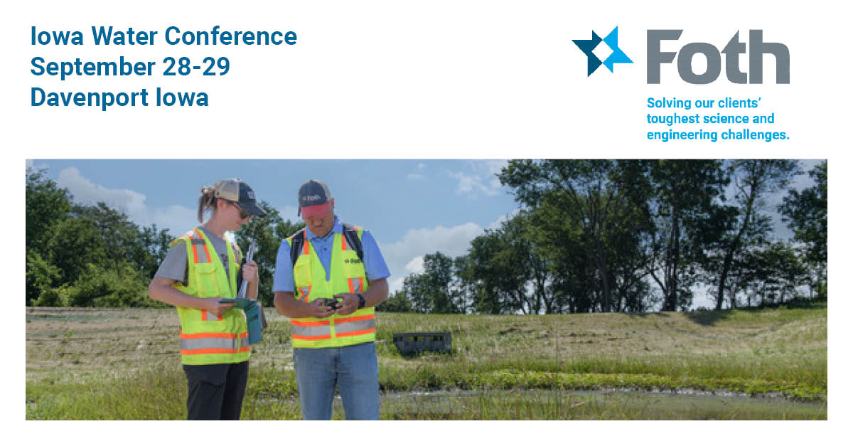FothCompanies's tweet photo. Stop by our booth at this year's @IowaWaterCenter's Water Conference to get the latest scoop on solving water issues in Iowa. https://t.co/67vCh4R9A6