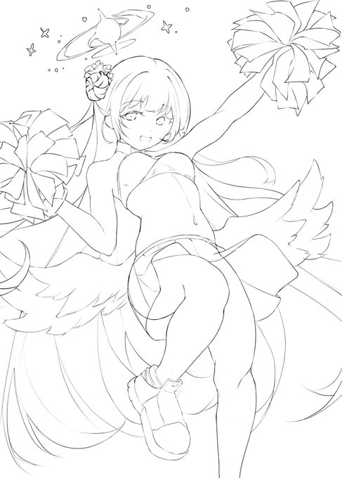 wip、仕事投げだして描いてたけど自分の中で過去一良い線画できた気がする…あとは完成までじっくりやります 