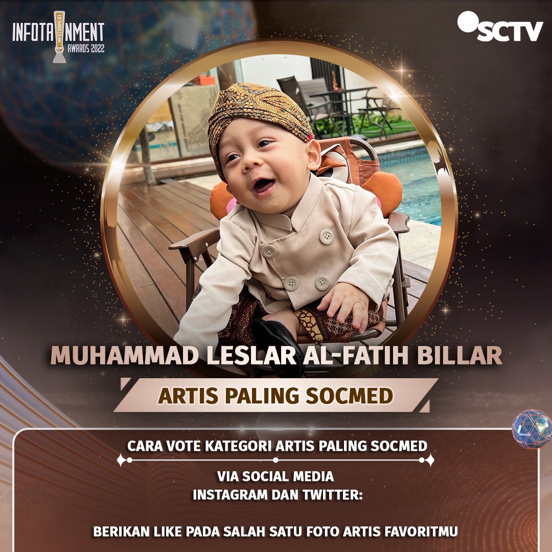 Yuk, dukung Muhammad Leslar Al-Fatih Billar untuk membawa pulang piala "Artis Paling Socmed" dengan cara follow SCTV dan like foto ini, ya! 

#InfotainmentAwards2022  #SCTVSpesial