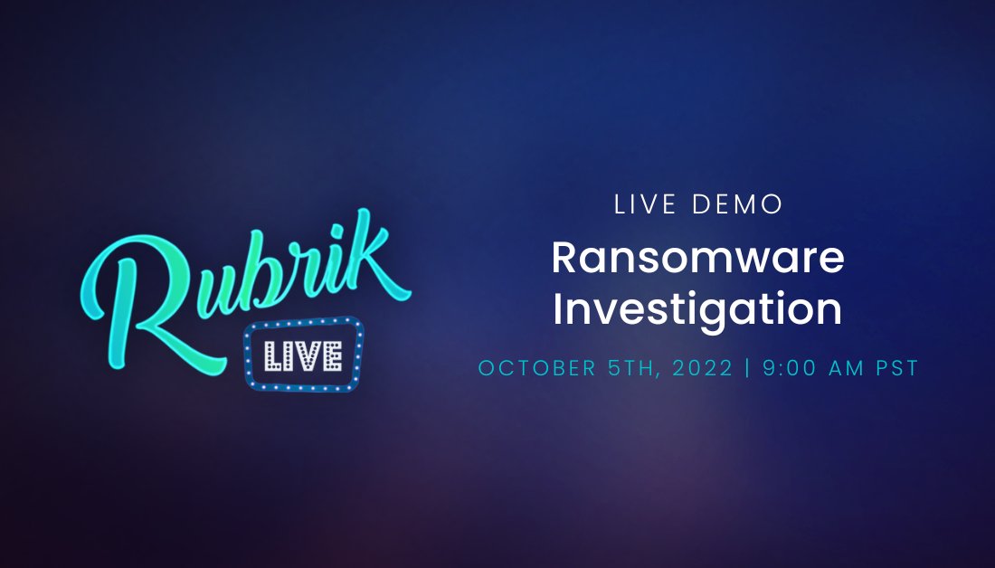 Implementing <a href="/RubrikInc/">Rubrik</a> Security Cloud is a key component of building a solid security posture. Join me for this live demo of our #ransomware investigation capabilities to become more cyber-resilient 💪 rbrk.co/3SiLx0U