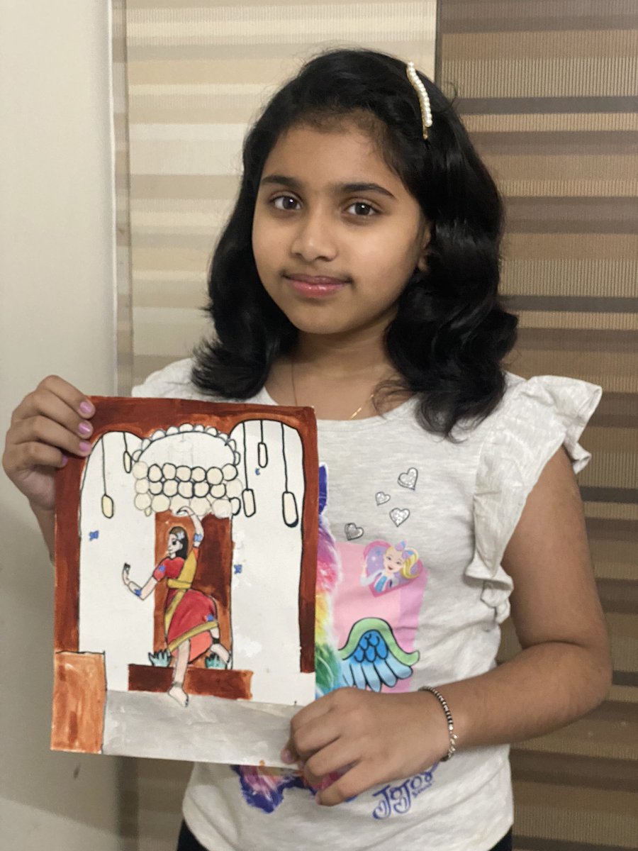 @dulQuer Thank you @dulQuer garu @hanurpudi garu @mrunal0801 garu @iamRashmika garu and @VyjayanthiFilms. ISHAANVI is so happy that you replied and she wants to thank again with her new artwork. She can’t get enough of #SitaRamam movie #art #loveforsitaramam #sita #ram