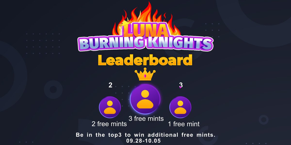 aetherverge_io's tweet photo. 🌕#LUNCcommunity EVENT🌕
Weekly leaderboard, be in the top3 minter to win free mints.
@LunaPunksNFT Launchpad(https://t.co/RLipo4JTPw)
From 09.28UTC6PM-10.05UTC6PM
✅Follow @lunaburningknig
✅Like Tweet 
✅Retweet
#LunaClassicBurn🔥🔥🔥 
#TerraNFTs #LUNCpenguins https://t.co/yBD9pH2i4R
