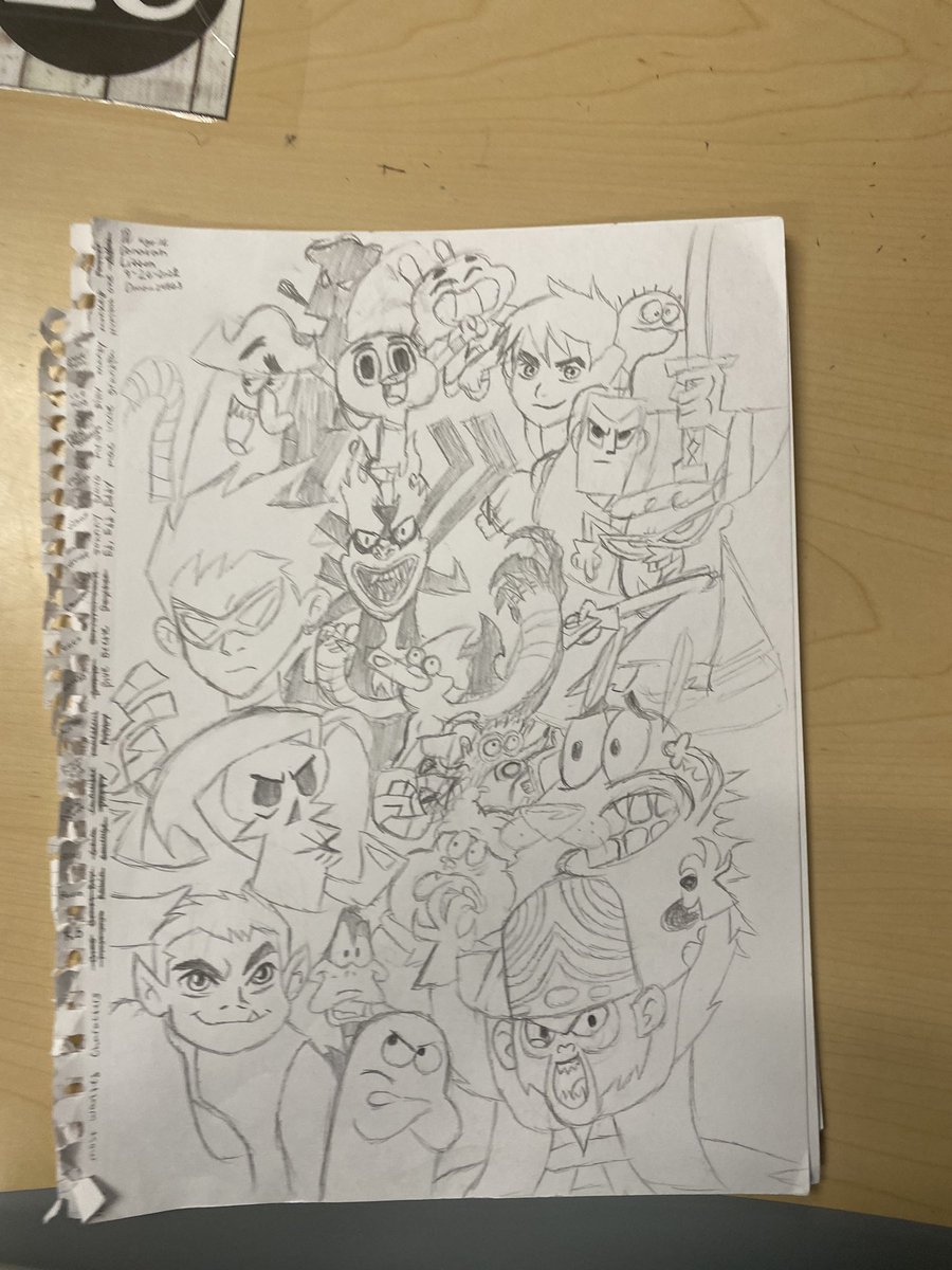 Dman24563's tweet image. I made a CN sketch at school, a bit sloppy cuz I had to rush on some of these