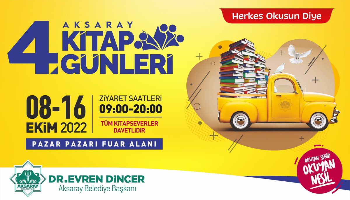 📢Sevgili Gençler;

"4. Aksaray Kitap Günlerimiz" için dev bir çekilişle karşınızdayız. 😎

1 kişiye 1️⃣4️⃣5️⃣ eserden oluşan "Kitap Setini" hediye ediyoruz. 📚

🔖Tweeti retweetleyin ve hesabımı takip edin. 

Bol şanslar. 😉