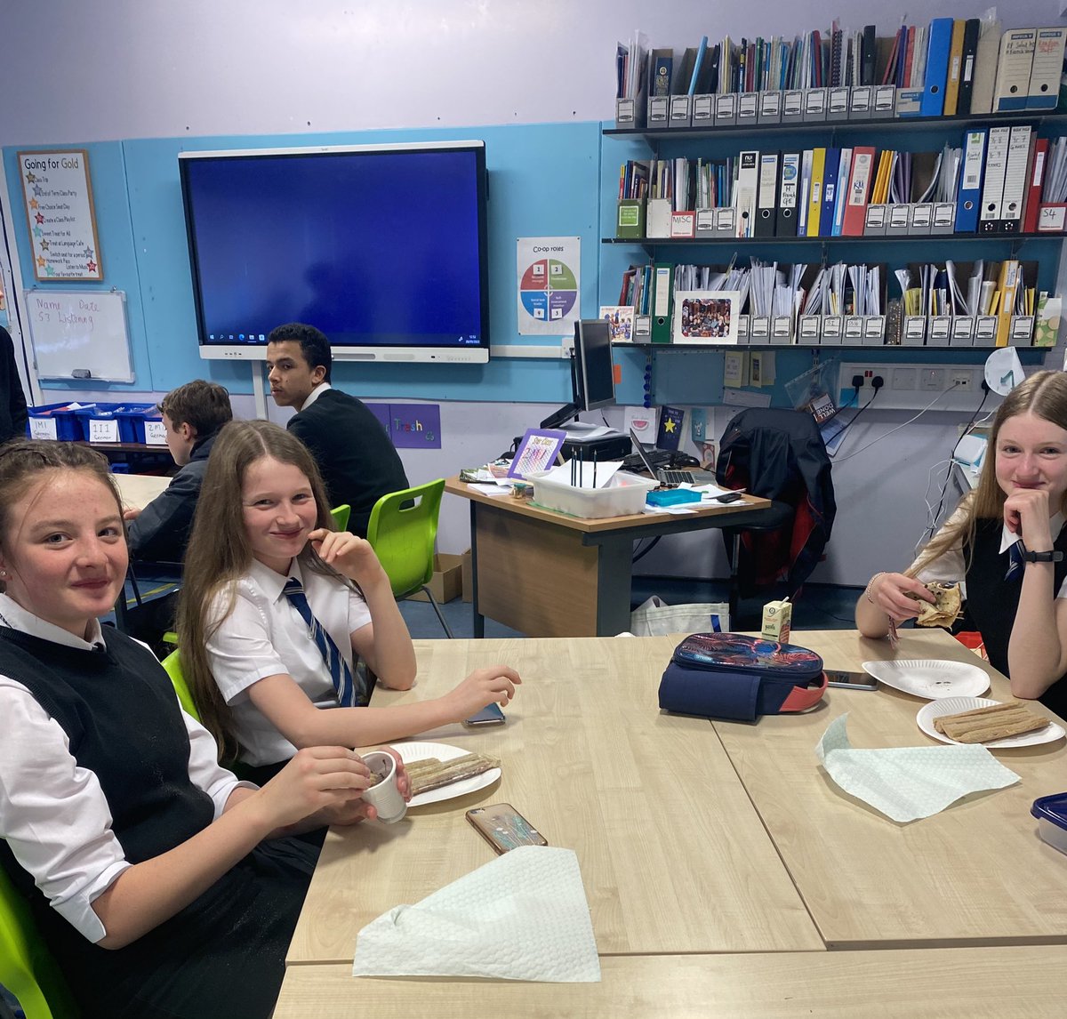 JohnstoneHighSc's tweet photo. Crepes and Churros for our language stars at the first modern languages cafe this lunchtime. Well done everyone, including the brilliant staff and S3 pupils who organised the event. https://t.co/mSGsVNckXl