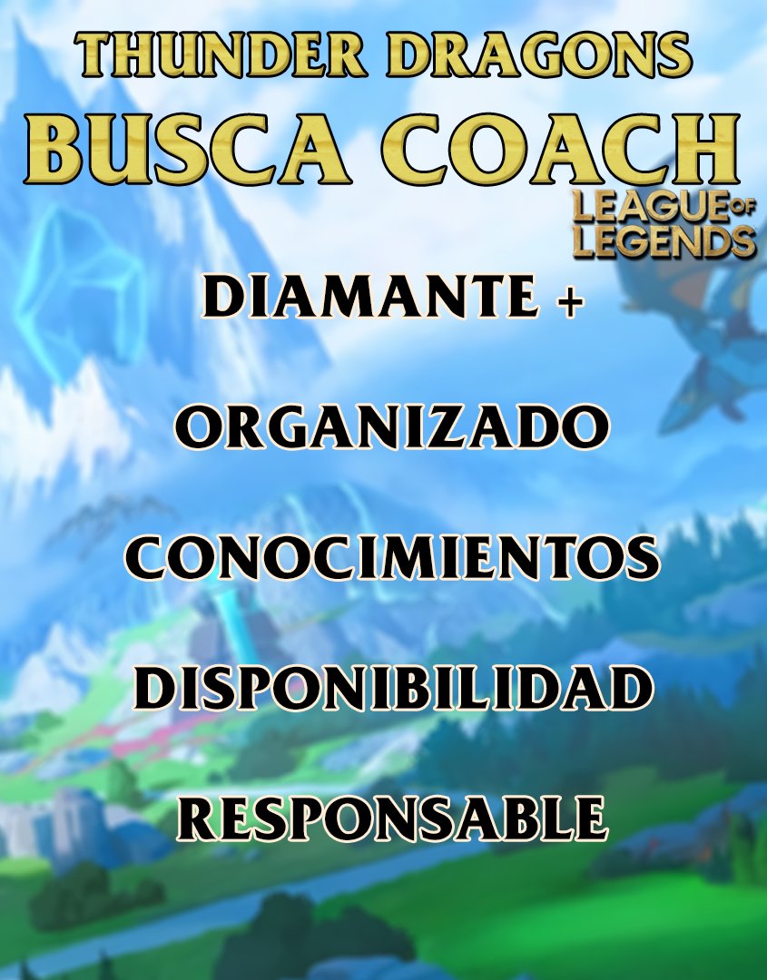 ¡Abrimos inscripciones para coach!

Necesitamos un coach nuevo con las características que indicamos en la imagen.

¿Crees tener lo necesario? Mándanos un dossier con tu experiencia a nuestro correo:

ThunderDragonsEs@gmail.com

Y accede a nuestro discord: discord.gg/k7WAnw6T