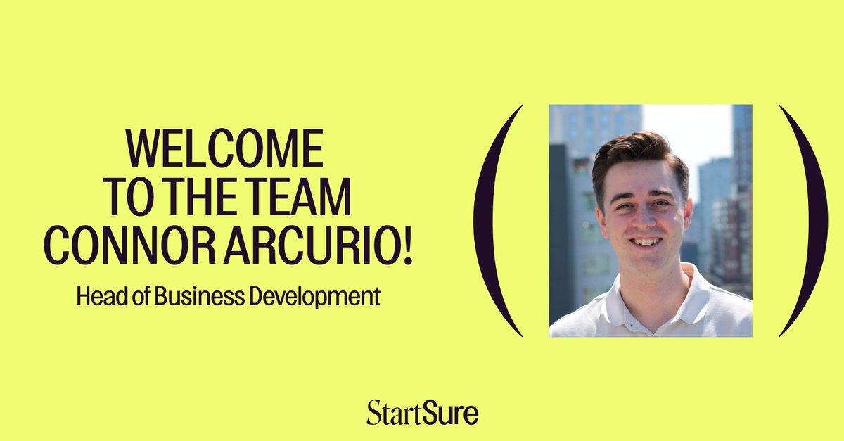 It’s our absolute joy to welcome Connor Arcurio to the team as StartSure’s Head of Business Development! 

Connor will be focused on building client relationships that will continue to grow StartSure and make insurance for startups and freelancers fast, easy &amp; affordable.
