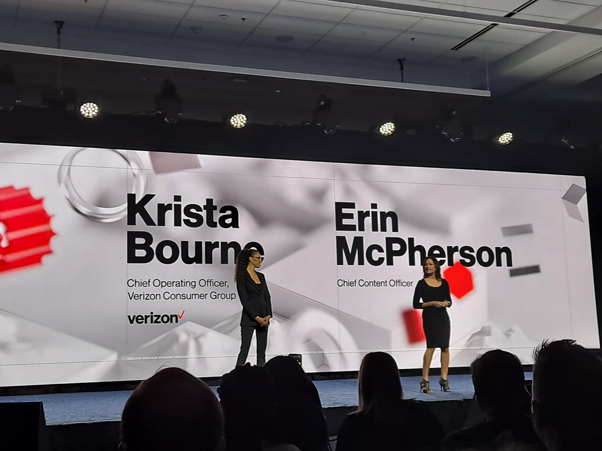 Harry__Baldock's tweet photo. Wonderful to see two female execs (here from @Verizon) share the keynote stage at #MWC22 - still a real rarity in the #telecoms industry https://t.co/S6NkeRER44
