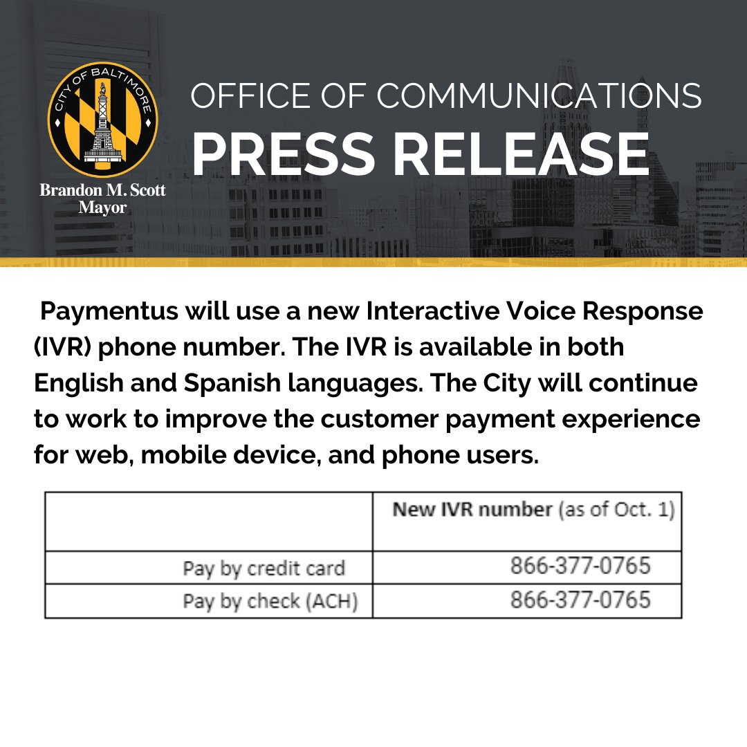 Baltimore, we’re launching a NEW and improved portal with easy-to-use services for paying your bills that’s more secure, convenient, and user-friendly payment portal.