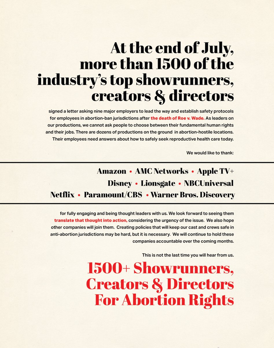 Proud part of the 1500. Join us in the wider fight!
Charitable giving: secure.actblue.com/donate/hollywo…
Midterm state-level political giving:
secure.actblue.com/donate/roeontv…
Midterm federal-level political giving:
secure.actblue.com/donate/roeontv…
#Hollywood4AbortionAccess #abortionishealthcare