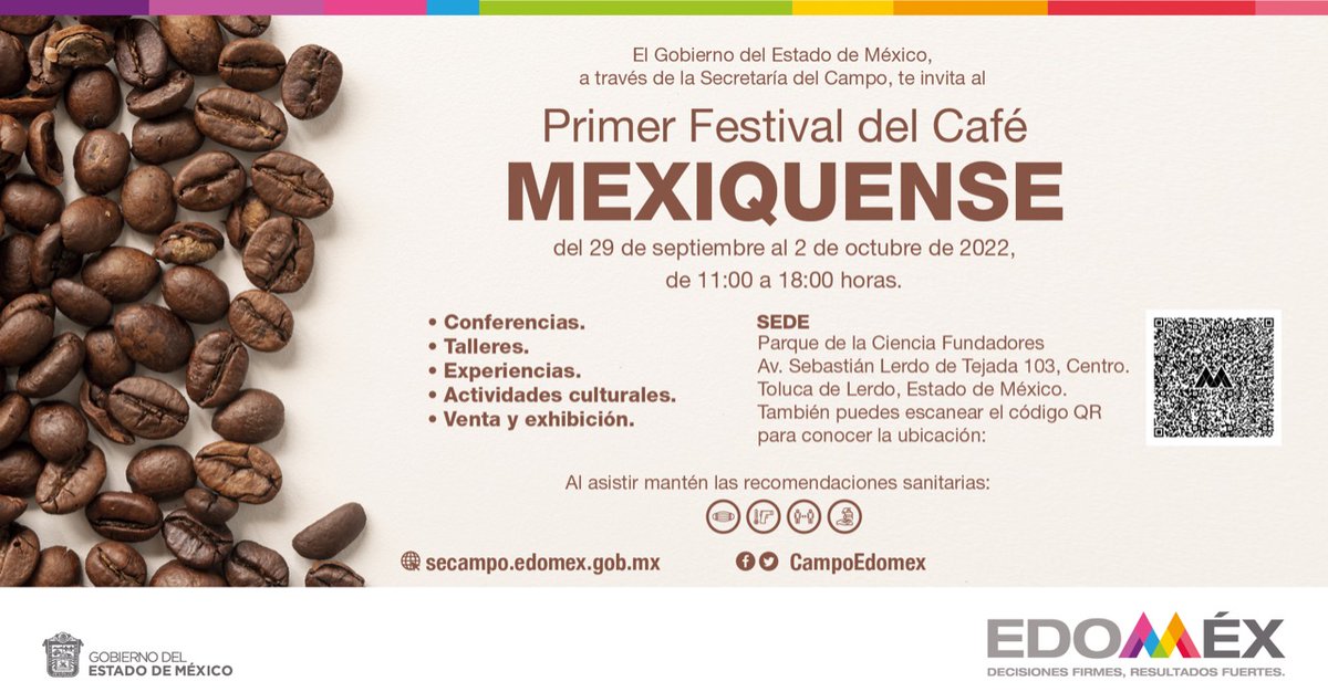 El Primer Festival del Café Mexiquense ha comenzado, no te pierdas de este evento que del 29 de septiembre al 2 de octubre, de 11:00 a 18:00 hrs.,  en el #ParqueDeLaCienciaFundadores. 

#VolvamosAlCentro  #Toluca #trendstur #tendenciasturisticas #festivaldelcafe