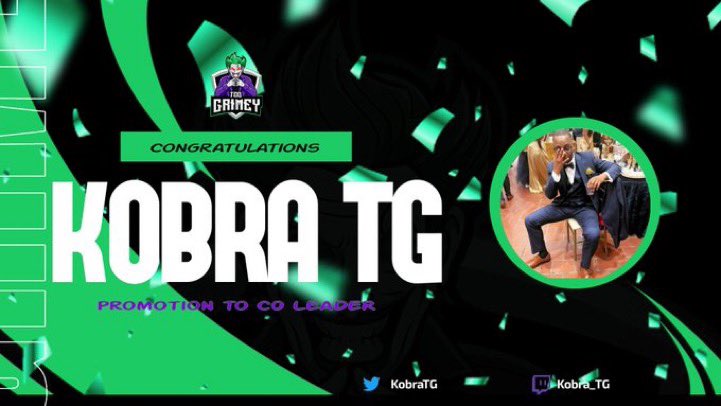 @KobraTG has been promoted as the new Co-Leader of TG!! 🃏