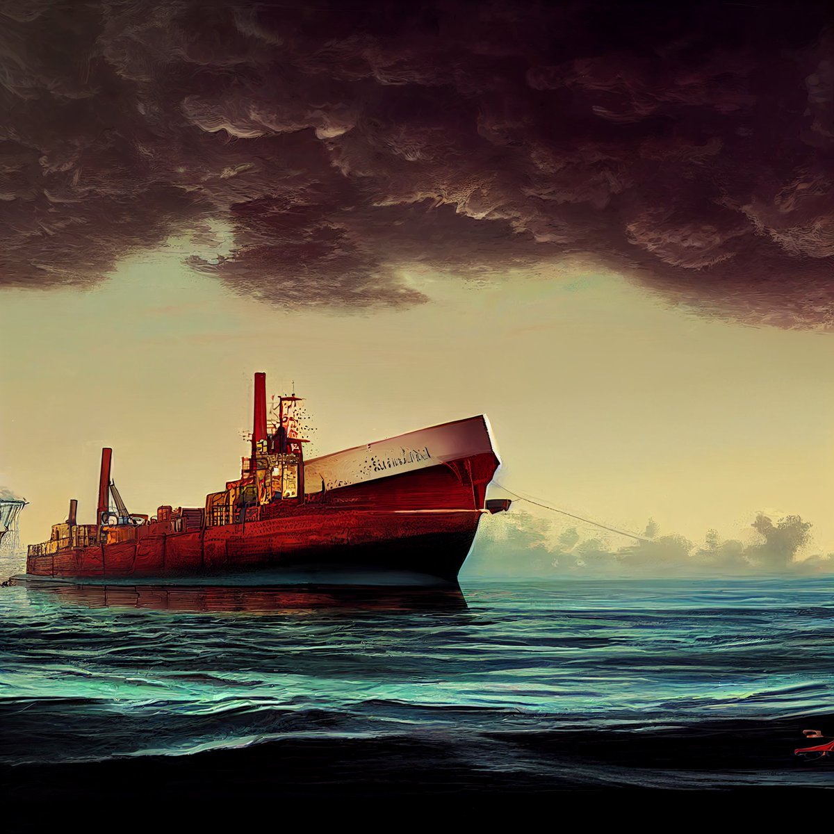 hullabaloo22's tweet photo. Jettison that cargo,
no time to hesitate.
The sea throws it back again
as Earth #retaliates.
#crowstales #midjourney https://t.co/JDOhpNu6eR