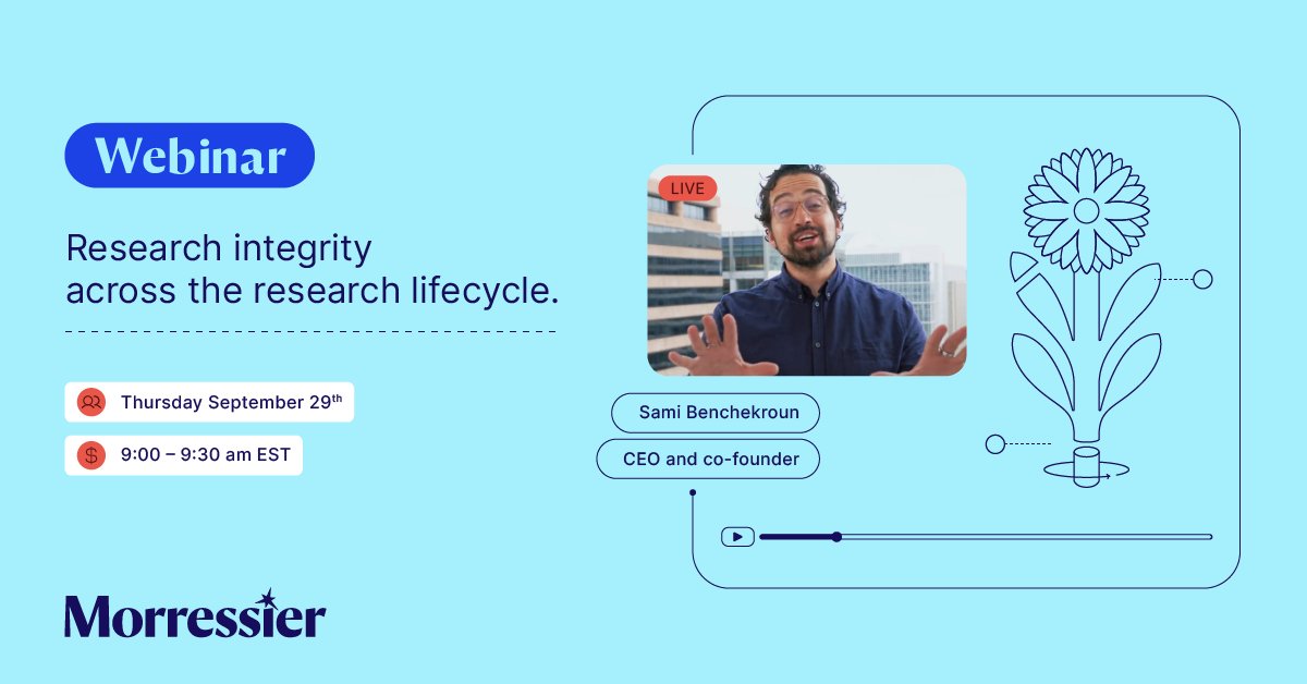 Morressier's tweet photo. Don't miss our upcoming webinar where we'll discuss research integrity and what it means to restore trust in science.

Join us tomorrow at 9:00am EST.

Register here: https://t.co/7MH2bFXqVg
#ResearchIntegrity #AcademicTwitter https://t.co/52NwGY2kgR