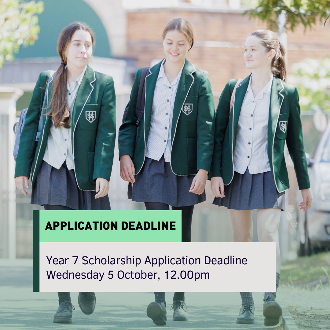 The deadline for Year 7 2023 scholarship applications is Wednesday 5 October. For more information and to see the full Scholarship Assessment timeline for 2023 entry, visit: bit.ly/3CgU9zA