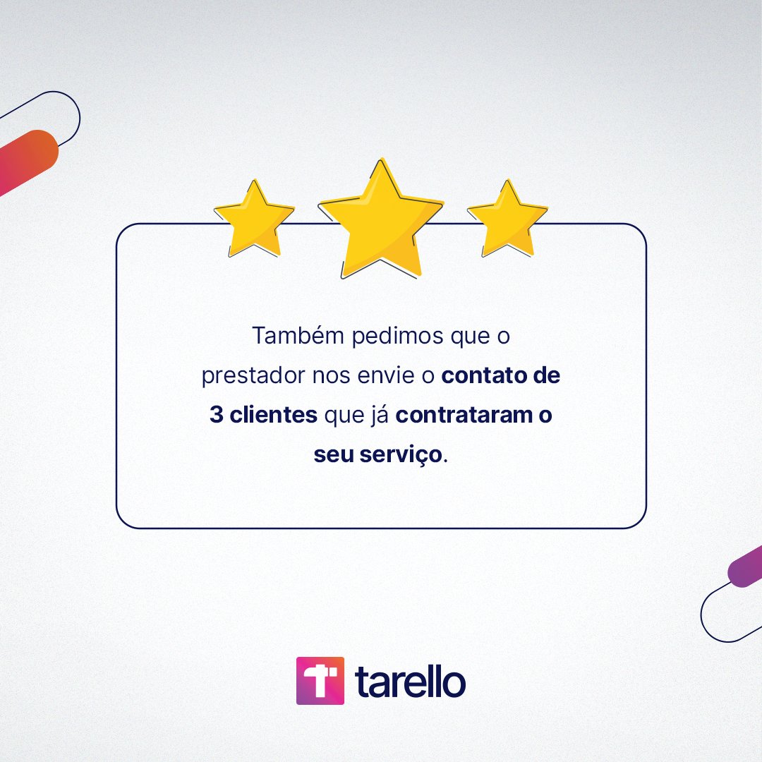 Tarellobr's tweet photo. Prezamos pela qualidade e segurança que os nossos prestadores de serviços passam para os clientes.

É por isso que para um profissional ser aprovado em nossa plataforma ele passa por um rigoroso processo de avaliação.

Arraste para o lado e confira!

#tarello #serviços #avaliação https://t.co/bYtG8nNGkL