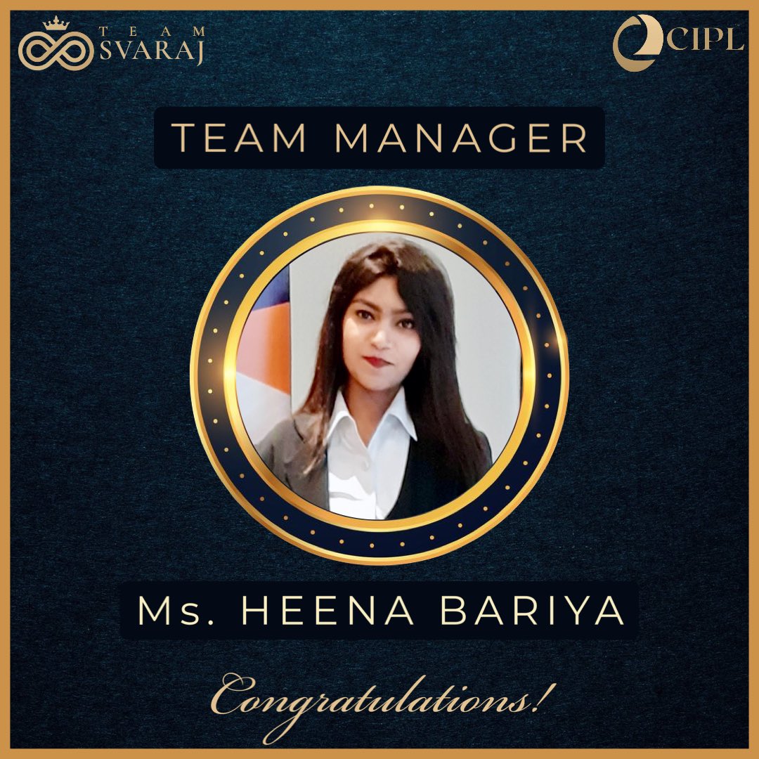 teamsvaraj's tweet photo. Congratulations Heena Bariya Ma’am for achieving this tak wonderful tag! Awarded as the Aatmanirbhar Leader in the A.G.M. 2022, she has truly shown exemplary leadership. #tagupgrade #teammanager #hustle #success #learnandern #entrepreneur #digitalMarketing #skillindia #hardwork https://t.co/57jPwxCRUc