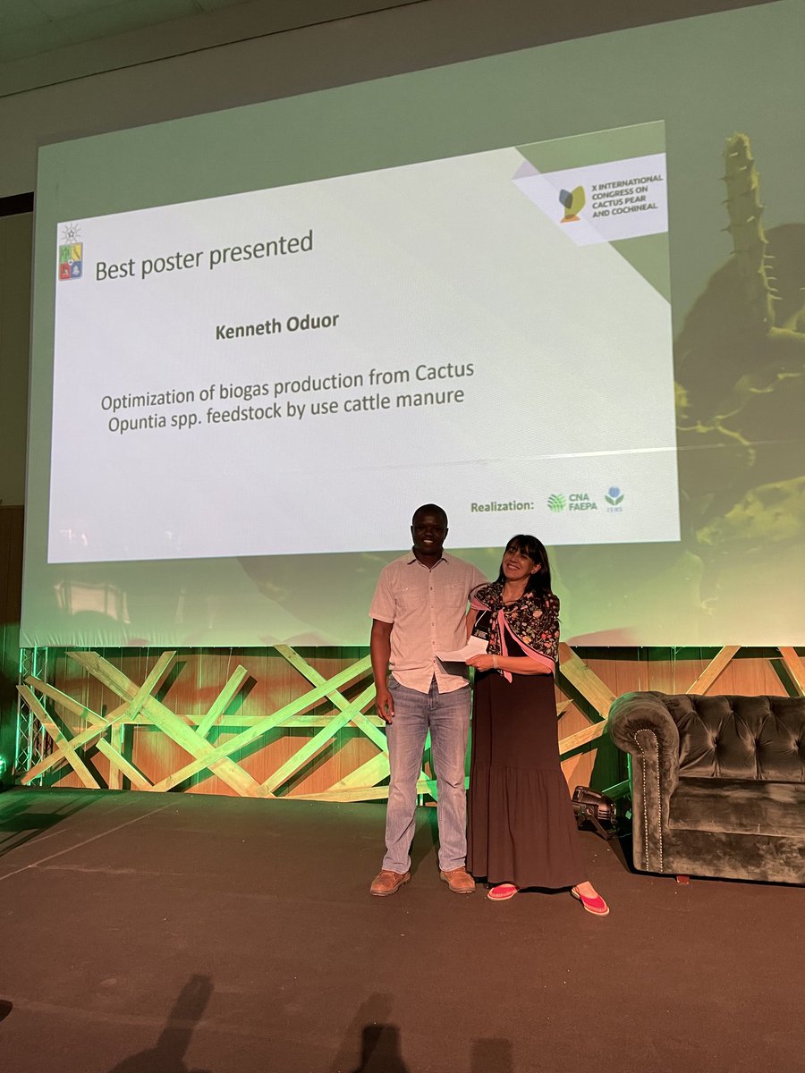 Congratulations to Kenneth Oduor for winning the ISHS Young Mind Award for the best poster presentation at the X International Congress on Cactus Pear and Cochineal! Way to go, Ken! ⁦<a href="/UF_IFAS/">UF/IFAS</a>⁩ ⁦<a href="/UFCALSDean/">UF IFAS CALS Dean</a>⁩ ⁦<a href="/UFIFASAgronomy/">Agronomy at UF</a>⁩ ⁦<a href="/ufifasnfrec/">UF IFAS NFREC</a>⁩