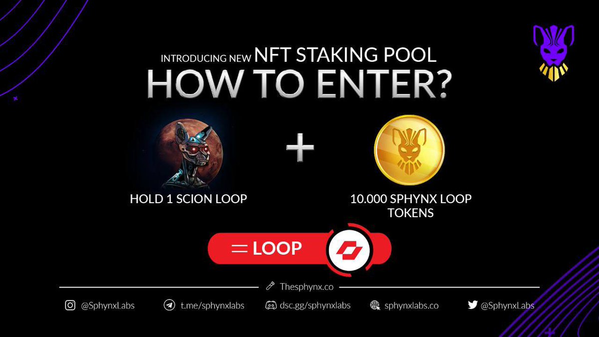 The Loop Scion #NFT Staking Pool on the <a href="/LoopNetwork3/">Loop Network</a> is now live!
<a href="/SphynxLabs/">Sphynx Labs</a>

Stake: thesphynx.co/nft
Mint: thesphynx.co/council/15551 (120 Left) 

#LoopNetwork  #SphynxLabs #nft #nftart #cryptonews