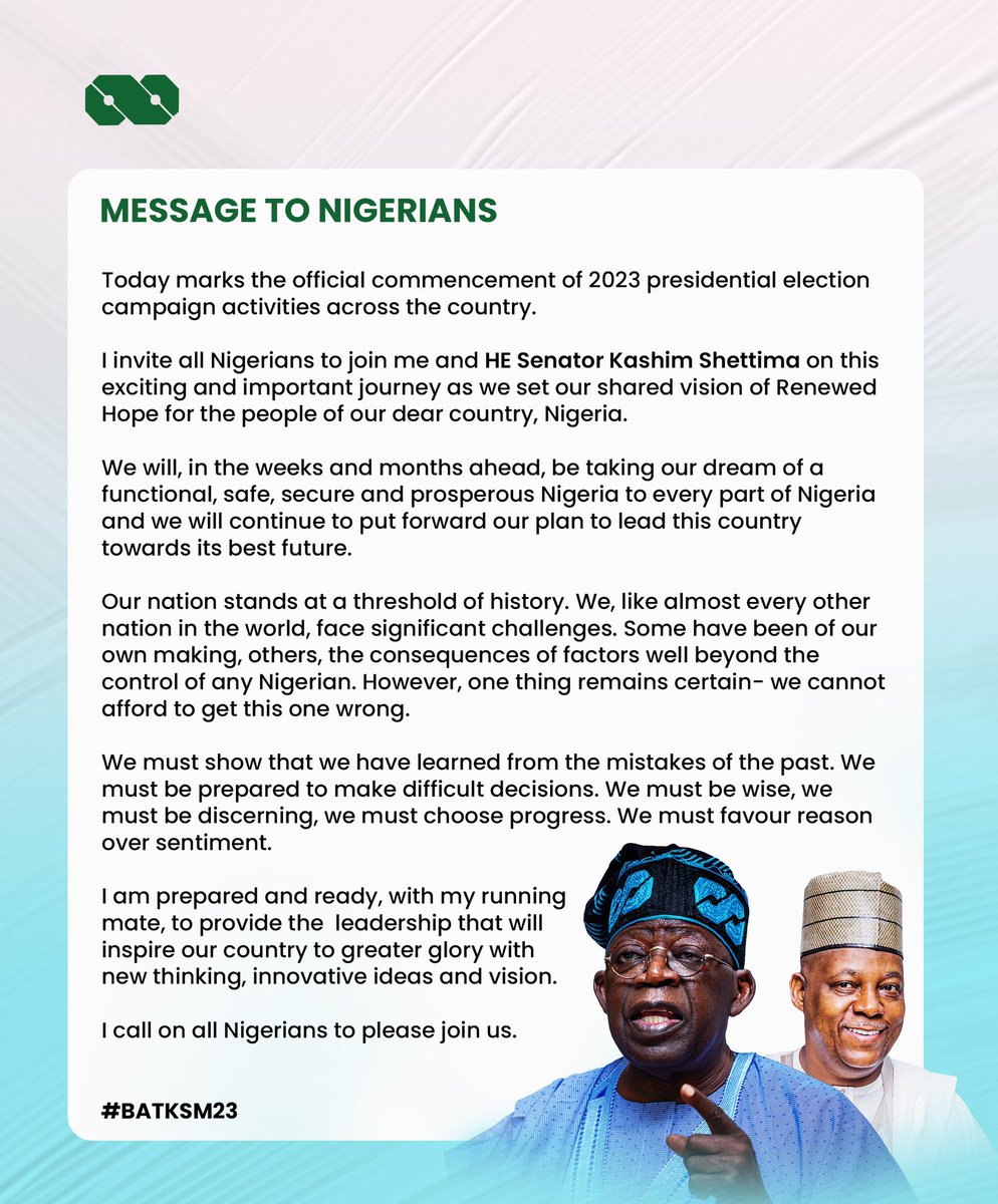 Message to Nigerians

#BATKSM23