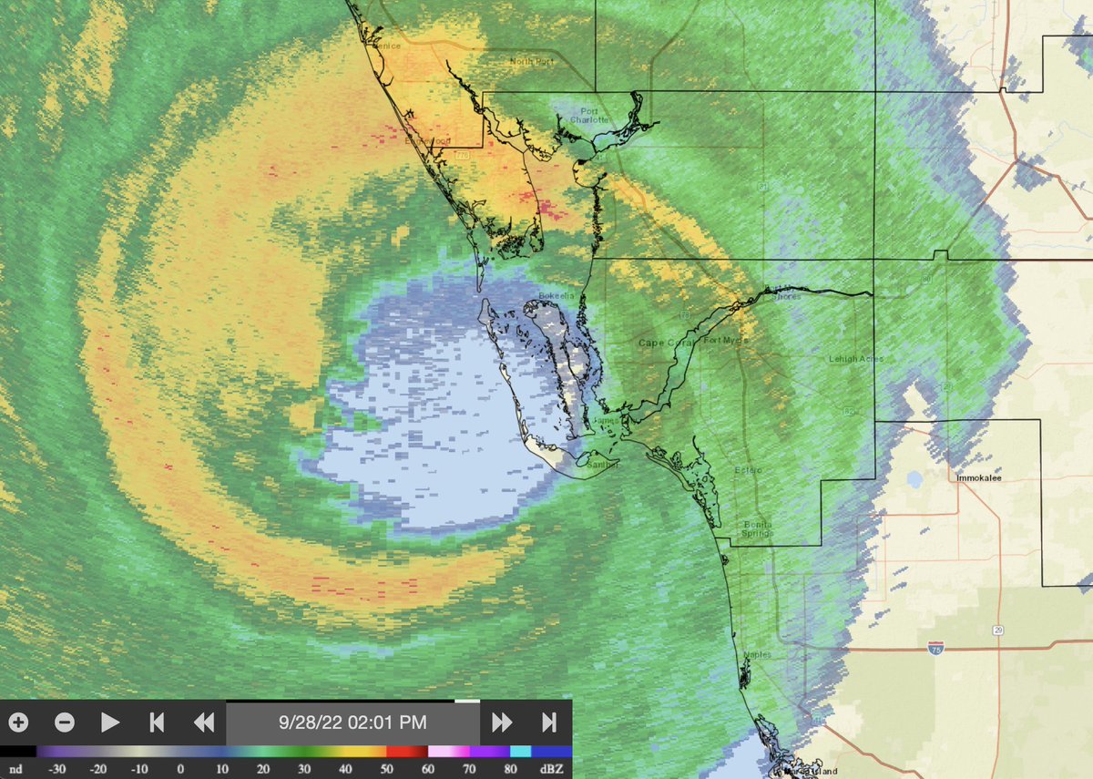 National Hurricane Center (@nhc_atlantic) on Twitter photo 2pm EDT 28 Sep -- Hurricane #Ian is very near the coast of southwestern Florida Peninsula.
Maximum sustained winds remain near 155 mph with a minimum central pressure of 937 mb found by an Air Force Reserve Hurricane Hunter (<a href="/53rdWRS/">Hurricane Hunters</a>).
Latest: hurricanes.gov/#Ian 2pm EDT 28 Sep -- Hurricane #Ian is very near the coast of southwestern Florida Peninsula.
Maximum sustained winds remain near 155 mph with a minimum central pressure of 937 mb found by an Air Force Reserve Hurricane Hunter (<a href="/53rdWRS/">Hurricane Hunters</a>).
Latest: hurricanes.gov/#Ian