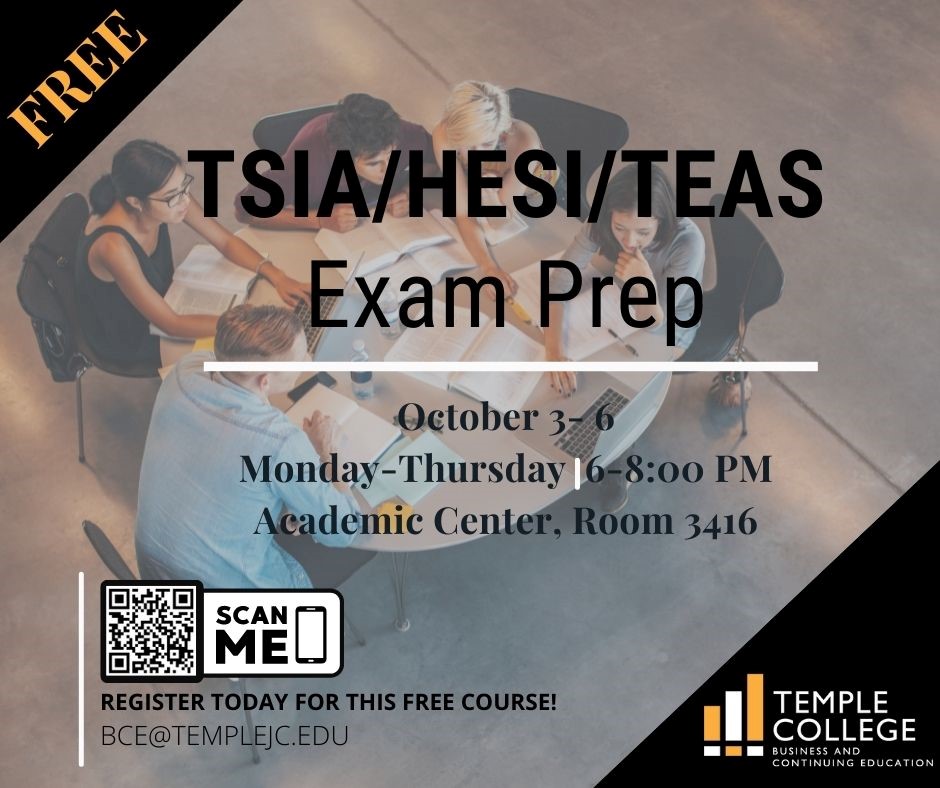 Do you need a refresher to help you prepare for the HESI A2 Exam?

Join us for an upcoming Exam Prep Workshop!

Workshop provides a baseline test, testing strategies, individualized study plans, web-based practice software, refreshers on Math, Vocabulary &amp; Reading Comprehension.