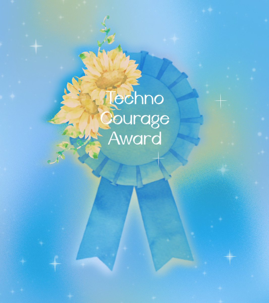 MaybeArson's tweet photo. If anyone has earned this Courage Award, it truly is you Techno. 

I hope you're resting peacefully under this blue and yellow sky 💙💛

Thank you. 
Your legacy will not be forgotten, after all, Technoblade never dies! 🎗👑
#technotwtselfieday #TechnoSupport 🫂 https://t.co/oyFwzE086s