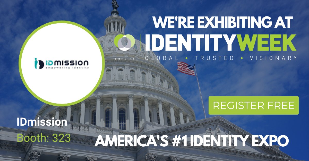 We are excited to be exhibiting at #IdentityWeekAmerica in Washington DC from October 4th - 5th. Will we see you there?

Get your free exhibition pass here (bit.ly/3bsaCXc) and swing by our booth (323)!