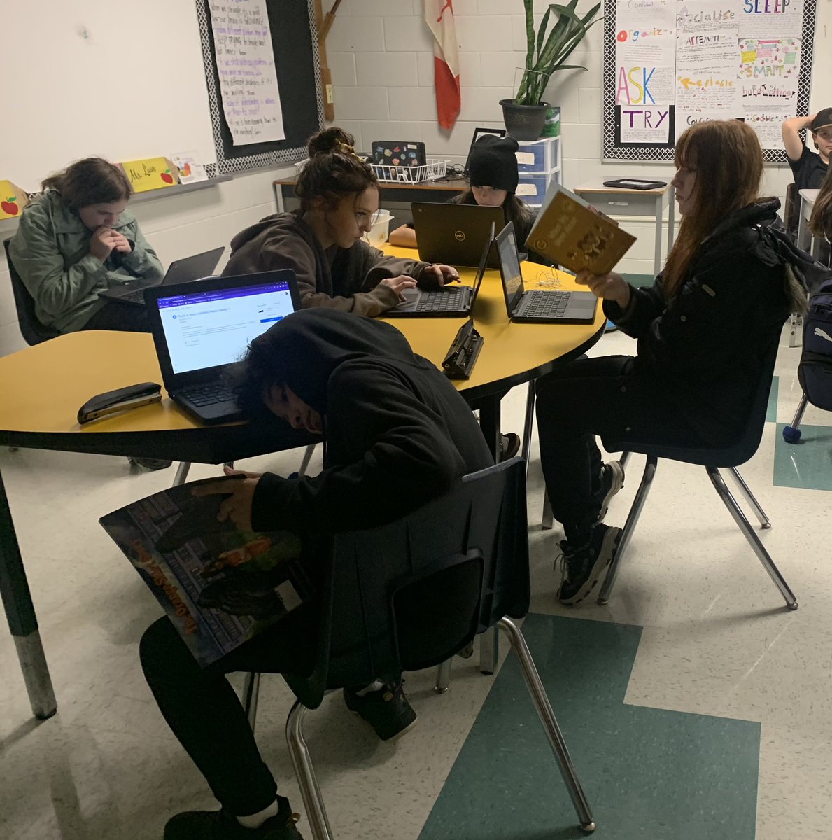 HighPark781's tweet photo. We are so proud of our Intermediate students this week. They have been having meaningful conversations during our Truth and Reconciliation language centres. Here, they are reflecting the Calls to Action, what reconciliation truly means, &amp; using read alouds to reflect on stories. https://t.co/yZs9ZsQR0f