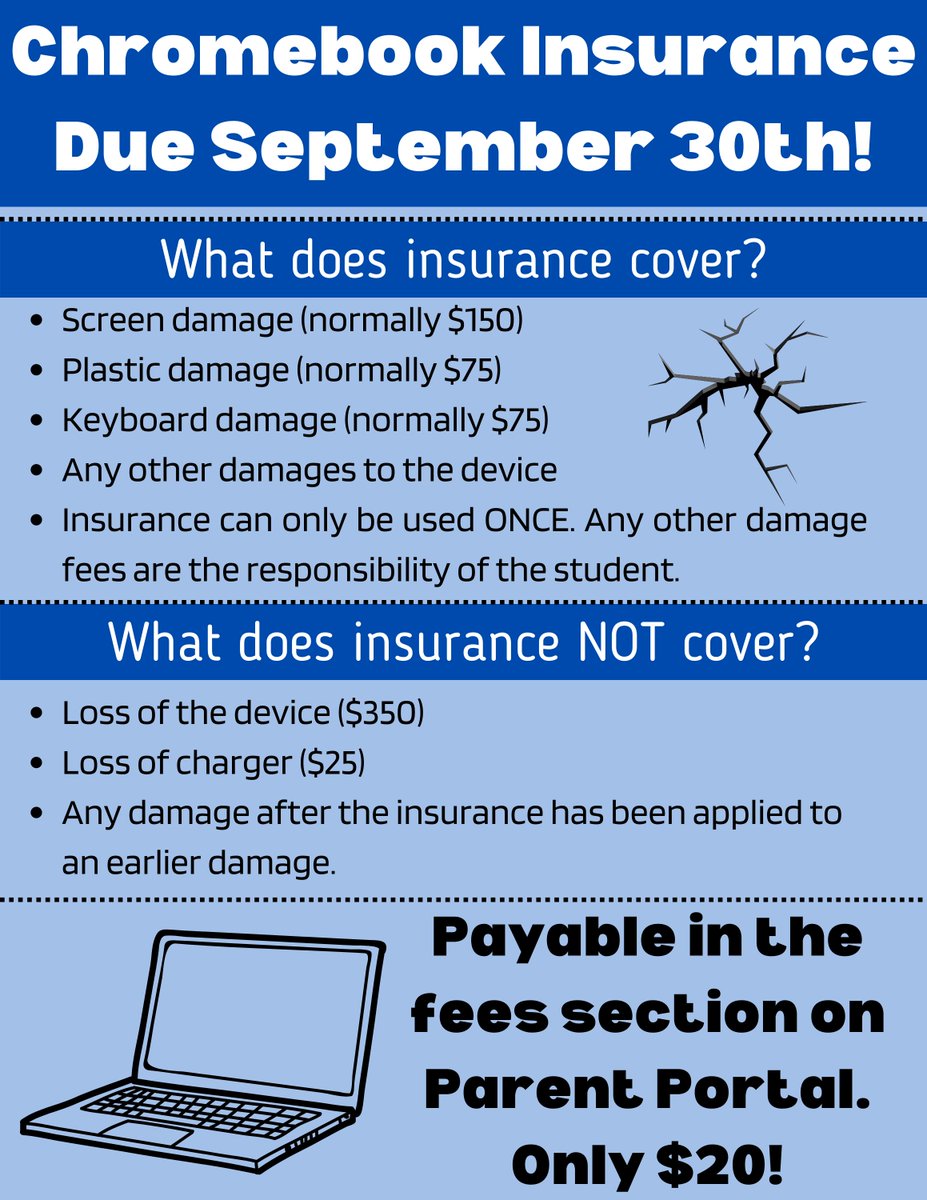 mullerroad's tweet image. Mustangs, be sure to sign up for chromebook insurance in Parent Portal!  The deadline is Friday, September 30th. #WeAreMuller #ProtectYourDevice