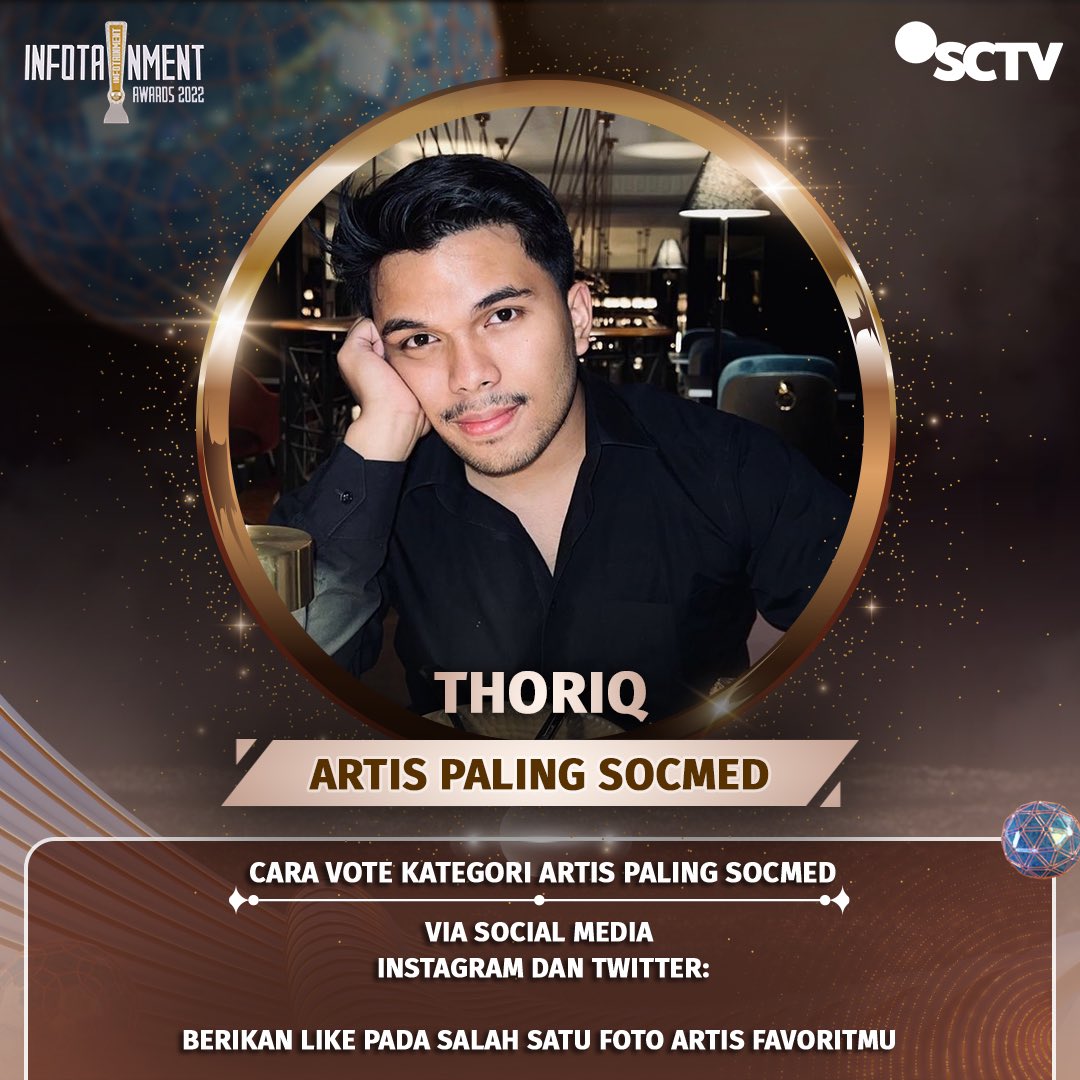 Yuk, dukung Thoriq untuk membawa pulang piala "Artis Paling Socmed" dengan cara follow SCTV dan like foto ini, ya! 

#InfotainmentAwards2022  #SCTVSpesial