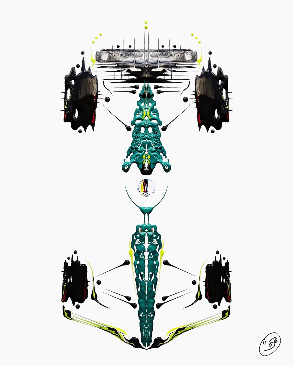 Vettel tames the Aston Martin Alien! Waiting for Stroll! #artofspeed #f1art #vettel #amr #futuremode #bcartist #mixedmedia