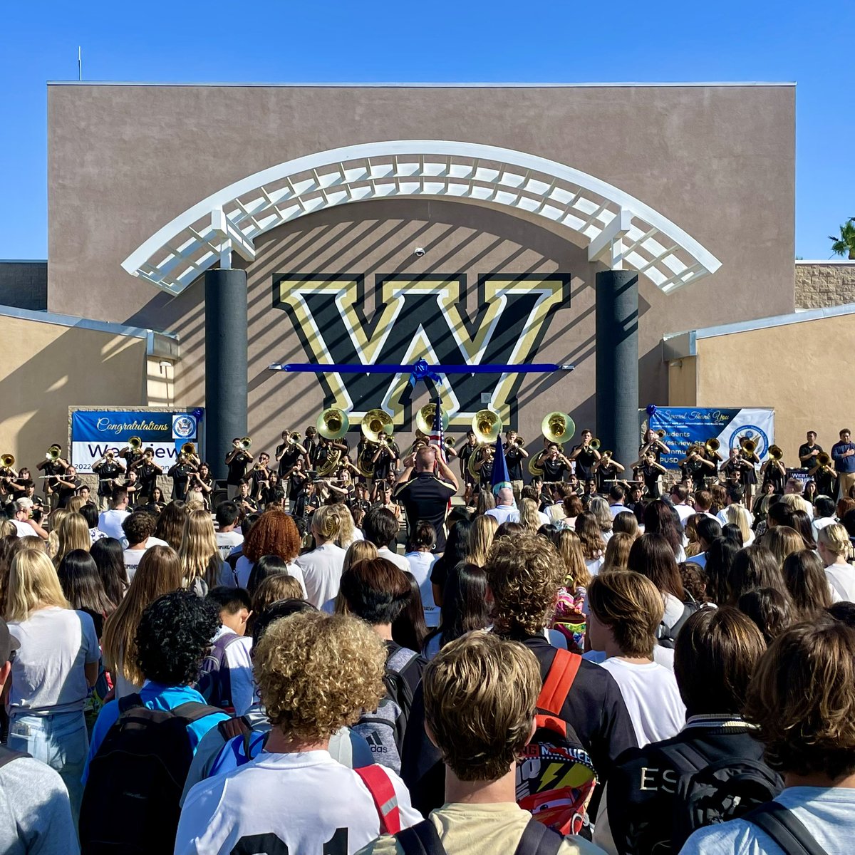Westview is a <a href="/NatlBlueRibbon/">National Blue Ribbon</a> School. How do you celebrate an entire school, not one person? By inviting all clubs, teams, &amp; programs to a “We Are Westview Parade”, student performances, and school, district, &amp; Congressional leaders explain the significance. #WolverineWay
