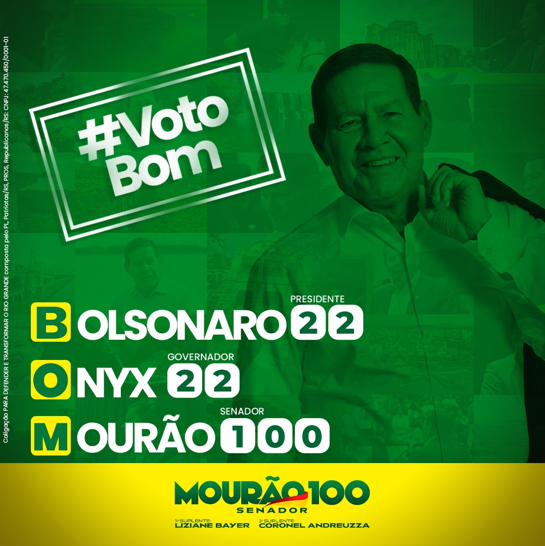 Amanhã é dia de voto BOM! 🙌
Bolsonaro22 
Onyx22 
Mourão100
 
#Vote100 
#MourãoSenador