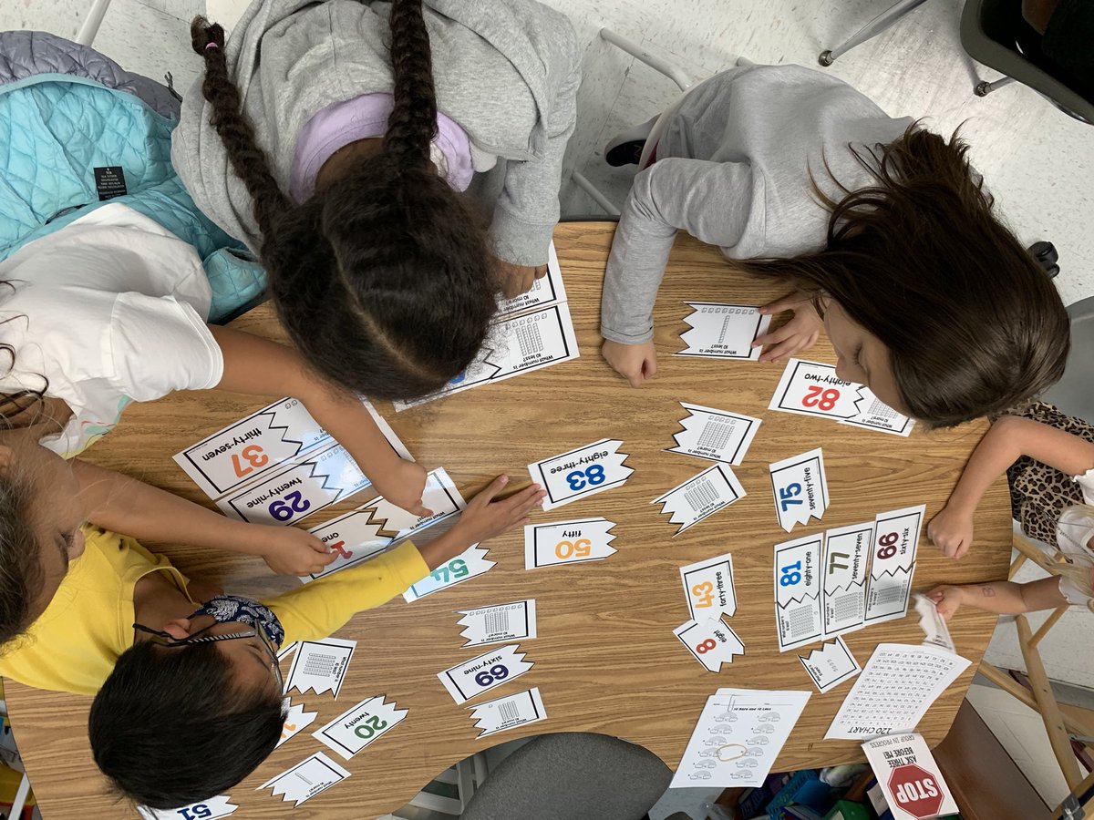 These students are collaborating to practice tricky concepts with a fun matching game. #LRElem