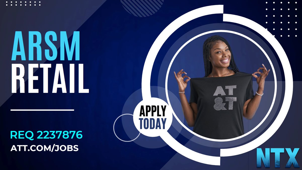 The NTX Market (@ntx_market) on Twitter photo Are you ready to take the next BIG step in your career?
We're looking for a #FastPaced and #Strategic #ServantLeader to come join the NTX team. Check out our newest ARSM opening in the #DFW area today!
<a href="/LifeAtATT_/">attjobs</a> <a href="/dbustamante1210/">David Bustamante</a> <a href="/LynetteMAguilar/">Lynette Aguilar</a> <a href="/SSanjuaneloS/">Sandra S Sanjuanelo</a> Are you ready to take the next BIG step in your career?
We're looking for a #FastPaced and #Strategic #ServantLeader to come join the NTX team. Check out our newest ARSM opening in the #DFW area today!
<a href="/LifeAtATT_/">attjobs</a> <a href="/dbustamante1210/">David Bustamante</a> <a href="/LynetteMAguilar/">Lynette Aguilar</a> <a href="/SSanjuaneloS/">Sandra S Sanjuanelo</a>