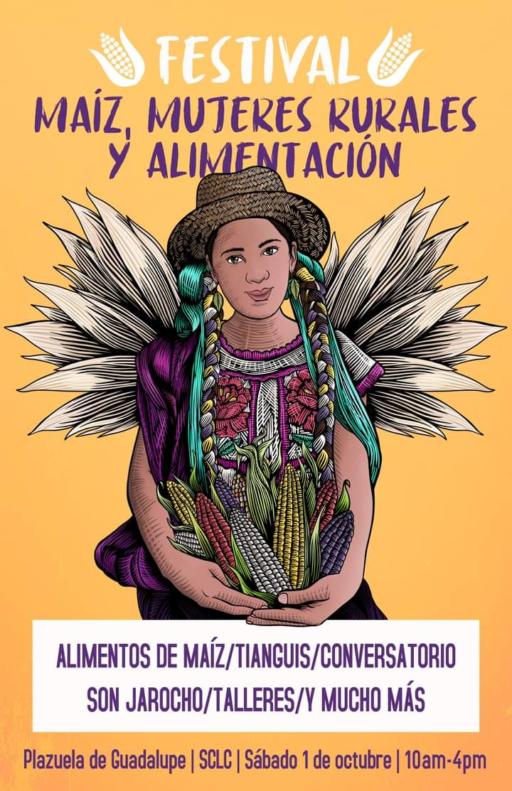 🌽Nos alegra invitarles a esta celebración del maíz 
🤝🏼Tianguis de productorxs locales
🚩Plazuela del barrio de Guadalupe, San Cristóbal de Las Casas; Chiapas.
goo.gl/maps/yDumdFZbM…
#festivaldelmaiz #maíz #sinmaiznohaypais #MujeresRurales #soberaniaalimentaria #maiznativo