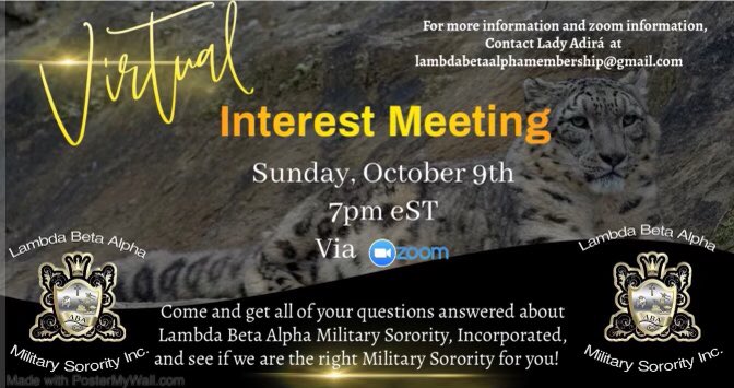 Join the call to get your questions answered! #lba #lambdabetaalphamilitarysorority