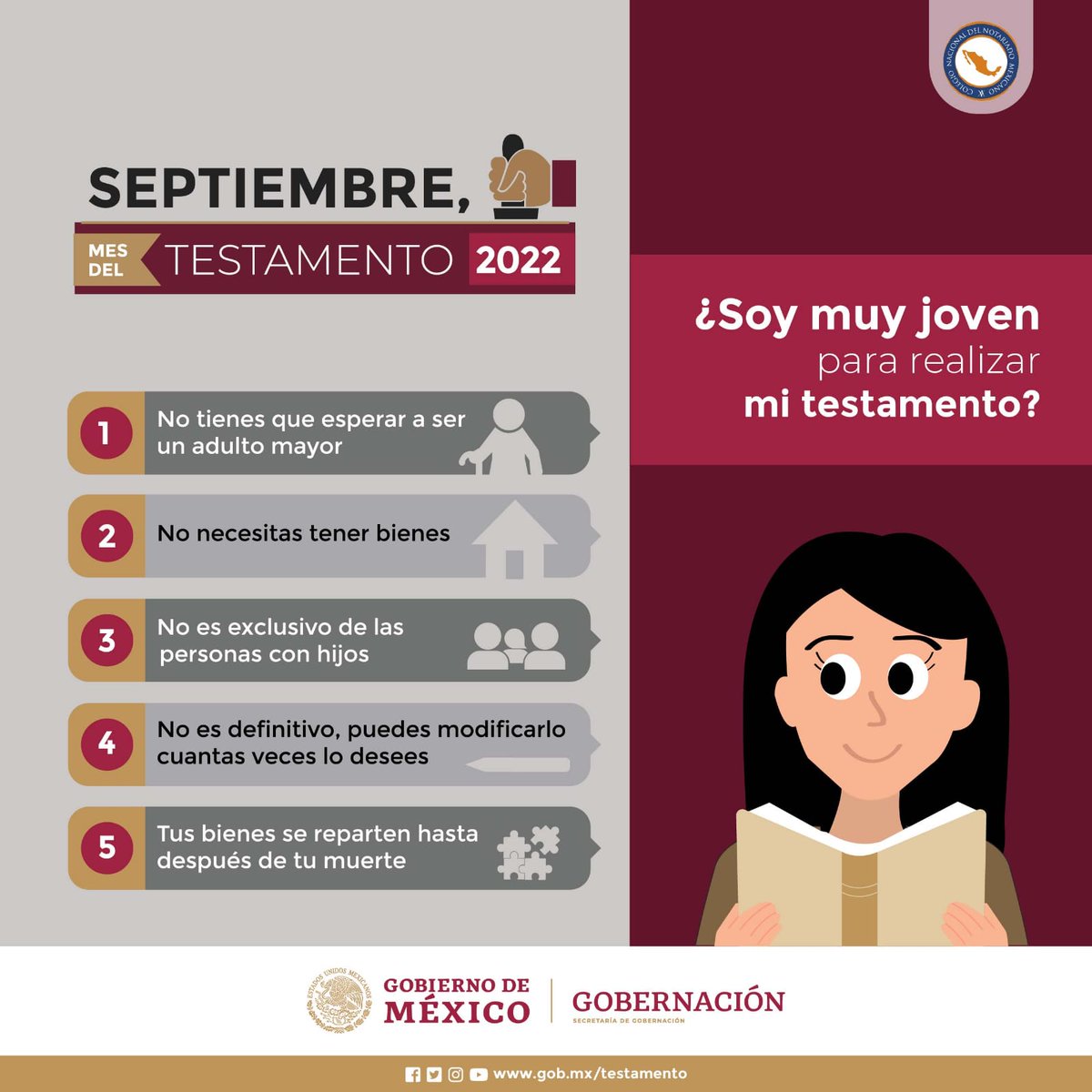 SSPCMexico's tweet photo. Realiza tu testamento durante este mes y recibe descuentos para otorgar certeza jurídica sobre el destino de tus bienes materiales al fallecer.
#MesDelTestamento https://t.co/F7UGzyrdkM