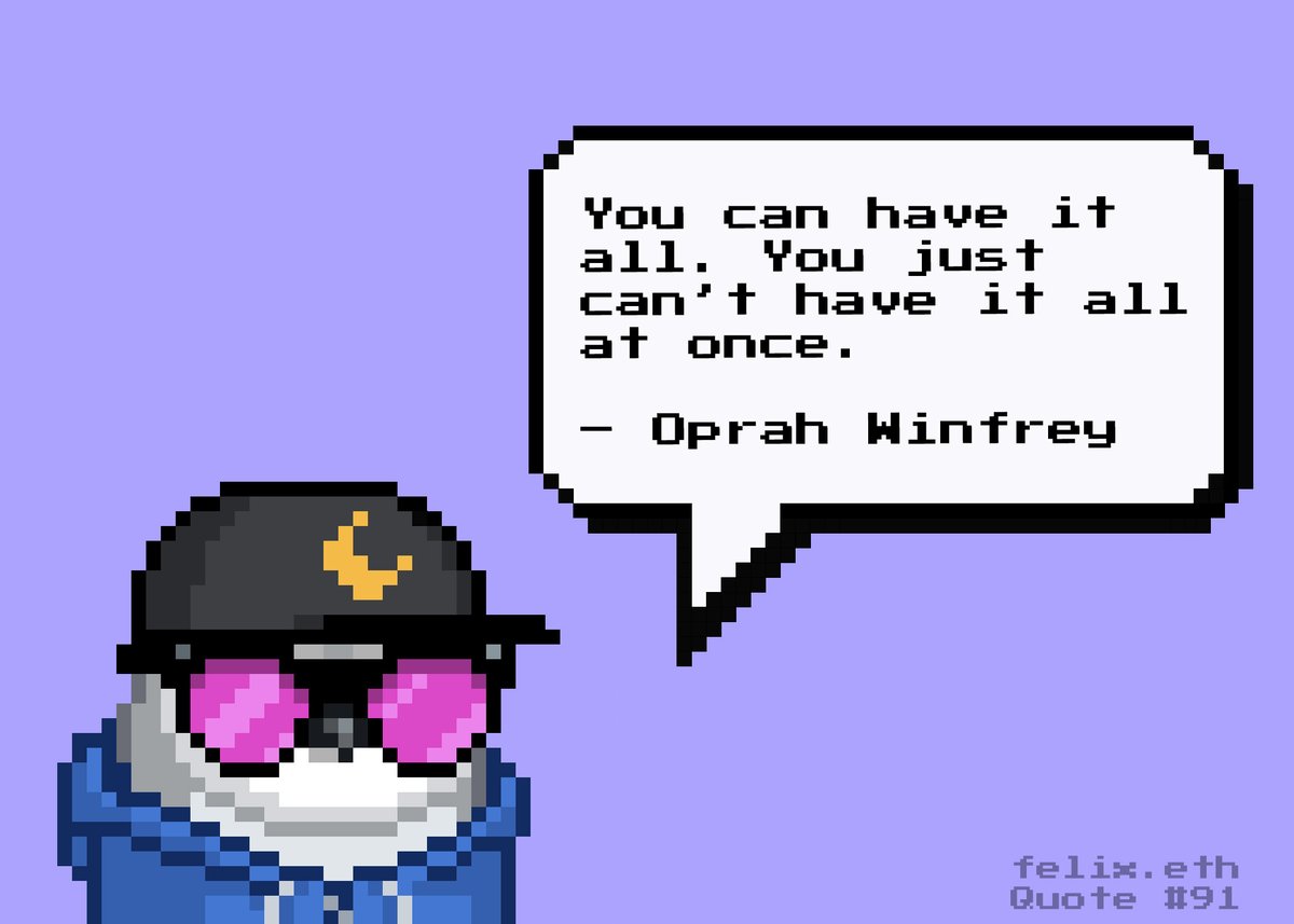 TheFelix's tweet photo. Day #91
Are you prioritizing your wants?
@Oprah is an American talk show host, television producer, actress, author, and philanthropist. She is best known for her talk show, The Oprah Winfrey Show, which ran in national syndication for 25 years, from 1986 to 2011.
#wisebird https://t.co/B7ZXVKSCfy