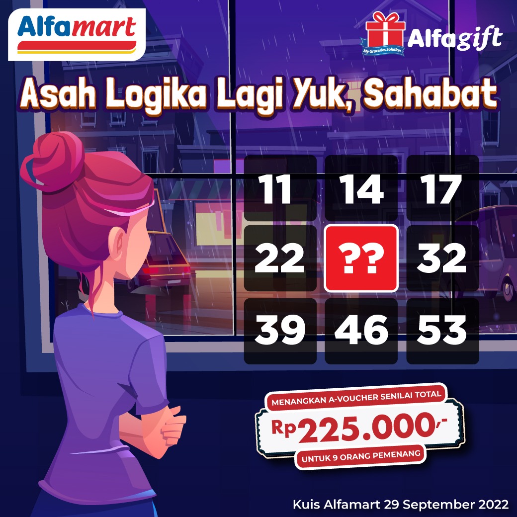 alfamart's tweet photo. Hari Kamis mesti tetap optimis nih Sahabat. Seoptimis Kamu bakalan menangin #KuisAlfamart terbaru hari ini lho 😍⁣⁣😍⁣⁣

Ayoo!! Siapa nih yang bisa bantu Shalma untuk pecahkan soal logika ini?
Apa ya jawaban yang tepat untuk kuis berikut ini?

Jangan sampai salah ya.. hihi 🤭 https://t.co/YsSeYcAWCo