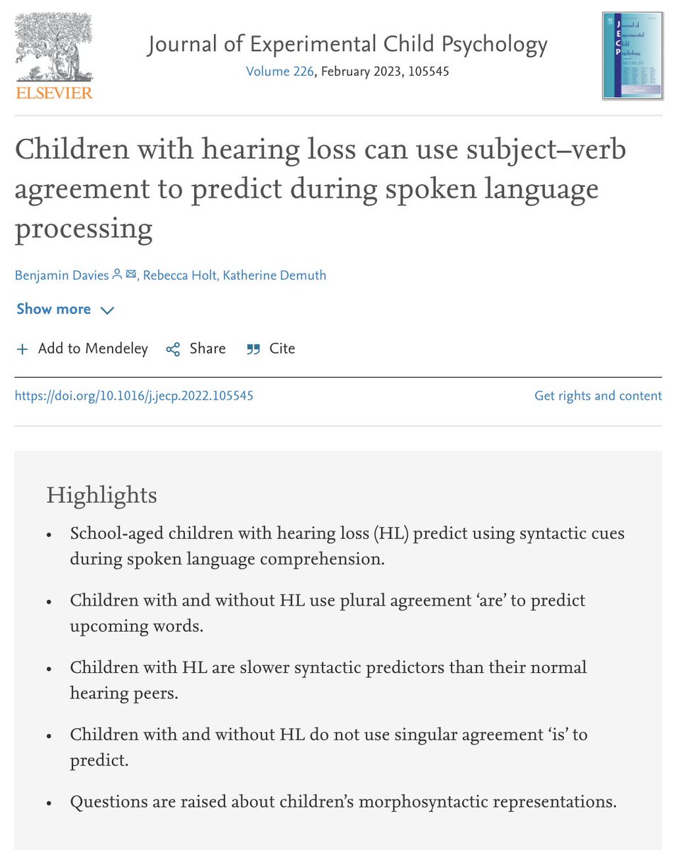 MQ Linguistics (@mqlinguistics) on Twitter photo "Children with hearing loss can use subject–verb agreement to predict during spoken language processing" by <a href="/BenDav135/">Ben Davies</a> <a href="/cllmq/">Child Language Lab MQ</a> published in the Journal of Experimental Child Psychology sciencedirect.com/science/articl… Read more about Child Language Lab here > mq.edu.au/about/about-th… "Children with hearing loss can use subject–verb agreement to predict during spoken language processing" by <a href="/BenDav135/">Ben Davies</a> <a href="/cllmq/">Child Language Lab MQ</a> published in the Journal of Experimental Child Psychology sciencedirect.com/science/articl… Read more about Child Language Lab here > mq.edu.au/about/about-th…