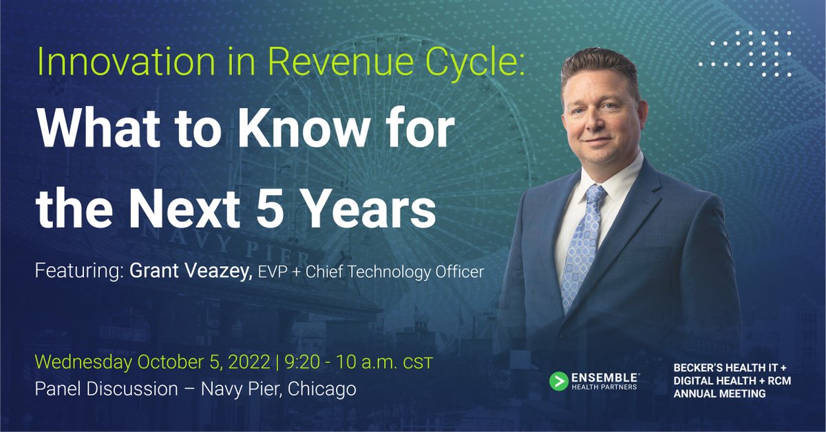 We're just one week away from the <a href="/BeckersHR/">Becker's Hospital Review</a> 7th Annual Health IT + Digital Health + RCM Conference! Join our EVP + Chief Technology Officer Grant Veazey for an insightful discussion about innovation in #RevenueCycle.

View the full agenda here:
hubs.ly/Q01nwjjx0