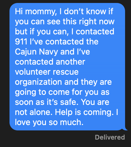 itsbethbooker's tweet photo. I've contacted two of the volunteer rescue organizations, Lee County Emergency Services, FEMA, and 911. 

I've called her and texted her to let her know, just in case, that help is coming. 

Do me a favor- If it feels right, call your own mom and tell her that you love her. https://t.co/cnMpokvfZk