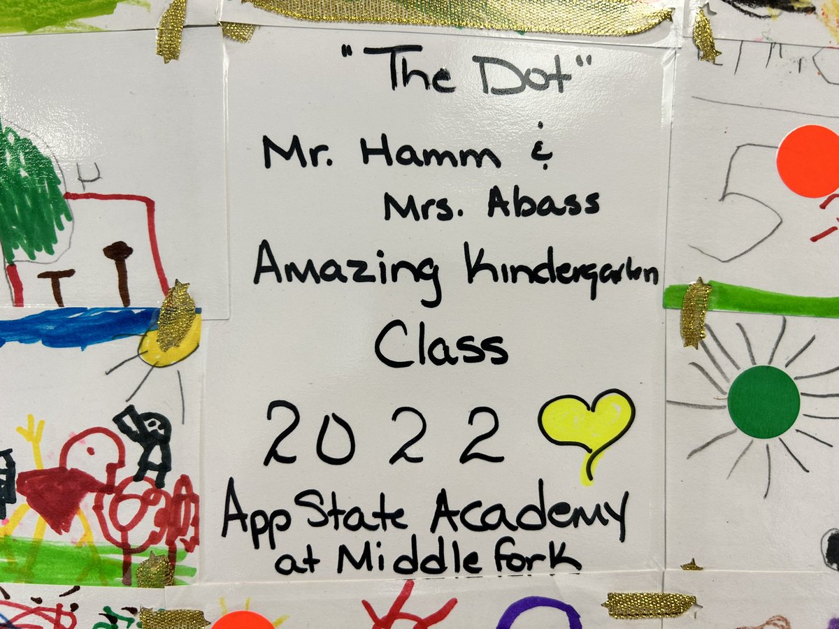 KathrynM101's tweet photo. Grateful for the artwork from this wonderful kindergarten class @appstateacademy that was inspired by my read aloud with @PrincipalLemley of “The Dot” by @peterhreynolds. https://t.co/V7wucSFXAy