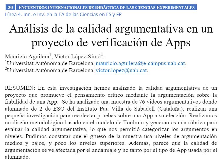 victorlopezsbd's tweet photo. Com és la qualitat dels arguments que fa servir l'alumnat de 2n ESO quan ha de verificar una app, en el projecte #AppCheckers?
Al @30edce vam presentar una rúbrica amb 4 nivells d'argumentació, que permet avaluar l'assoliment en argumentació científica 👇 https://t.co/kfu4KSTNBD https://t.co/h9Uhqn5qvp