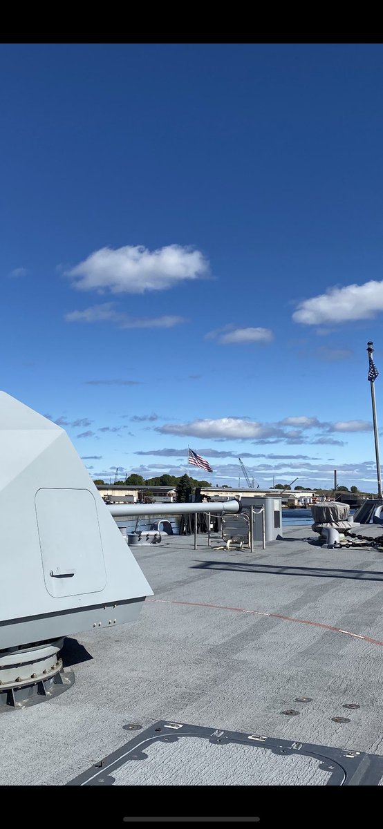 HOFprez's tweet photo. Today’s office…just did a conference call while aboard the USS Cooperstown in Marinette, Wisconsin. The mast stepping ceremony is later this week and the sailors are excited to see the @BaseballHall and @USNavy come together. #AmericasAwayTeam https://t.co/C9o7olGcAx
